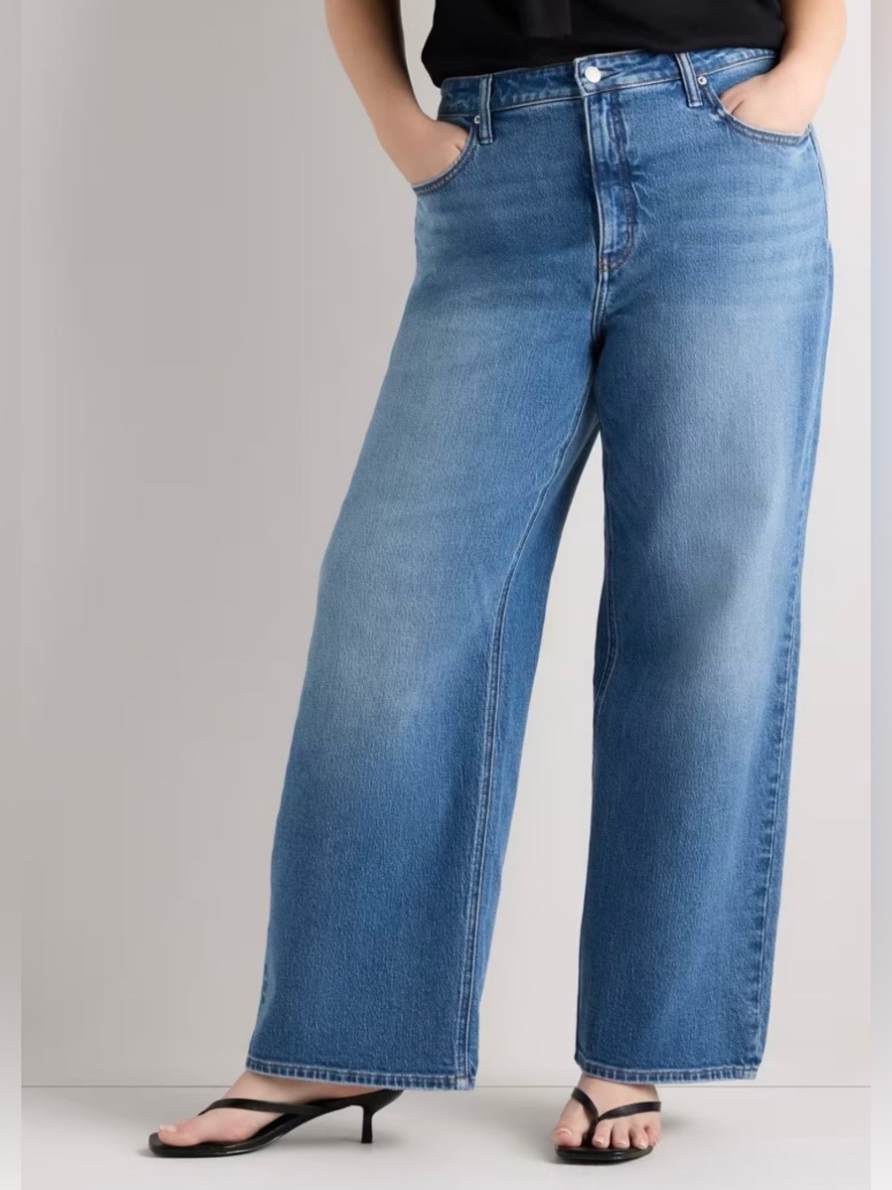 Quince Bella Stretch Relaxed Straight High Rise Jeans for Women Size 33 (16)
